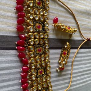 Pink Kundan Choker Set