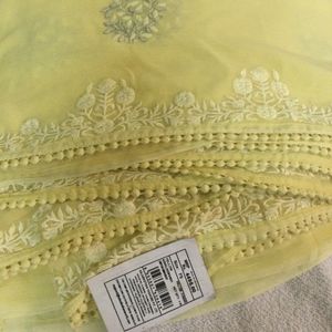 Yellow Chiffon Embroidery Saree