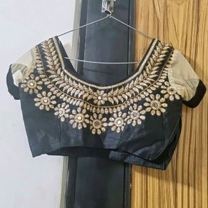 Beige And Black Partywear Lehanga