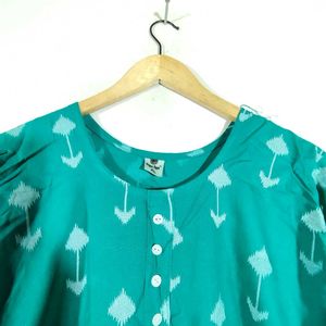 Dark Cyan Printed Kurta (Women's)