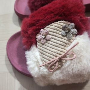 BURGUNDY FUR SLIPPER