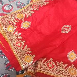 Red And Yellow Saree Without Blouse