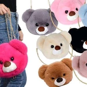 Teddy Bear Face Fluffy Faux Fur Crossbody Bag