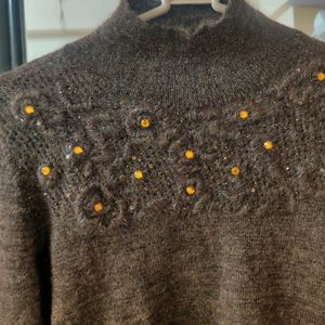 Turtle Neck Coffee Brown Sweater (Women)