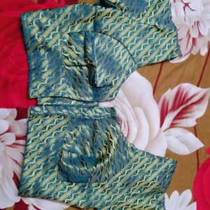 green and golden colour blouse
