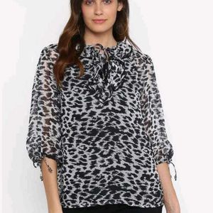 Animal Printed Chiffon Top