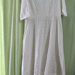 White Kurti Gown With Dupatta