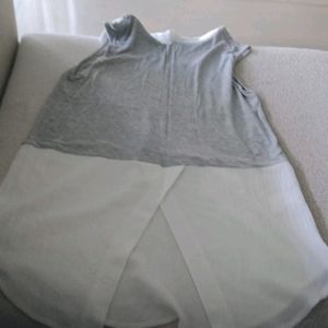 Fixed Price Sleevless Top Cream & Grey Colour