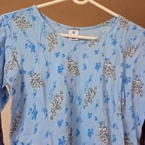 Sky Blue Colour A-line Kurti