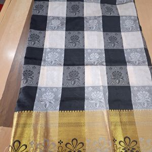 New Elegant B/W Checks Saree