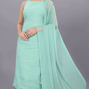 Sleeveless Kurta With Palazzo And Dupatta To Women