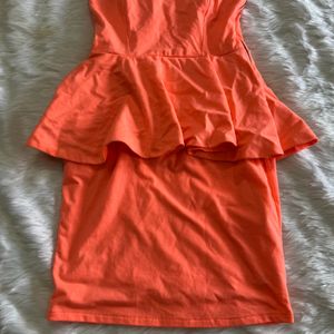 Neon Orange Mini Body Fit Dress
