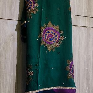 Green Embroidered Saree