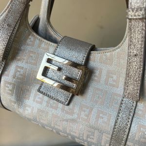 Vintage Fendi Metallic Canvas And Leather Bag