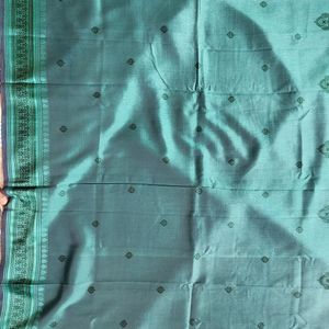 Seagreen Dual Shaded Saree With Black Print