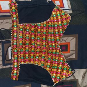 Black And Multi Colour Backless Padded Blouse