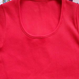 Red Ribbed Top