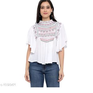 White Cotton High Neck Top