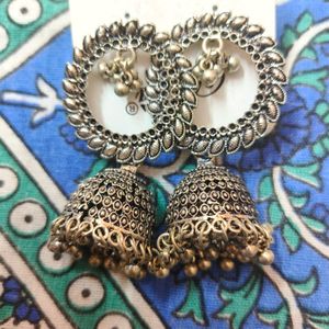 Oxidised Earrings With Bangles