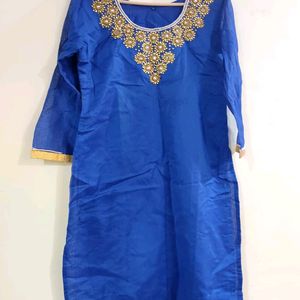 Blue Embroidery Work Kurta