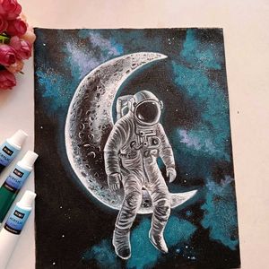 Astronaut Moon Painting