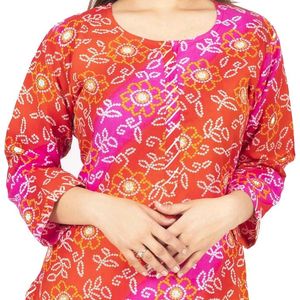 Women Rayon Multi Floral Straight Kurti