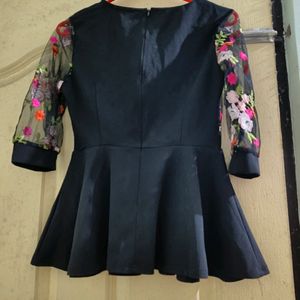 Shein Black Floral Peplum Top