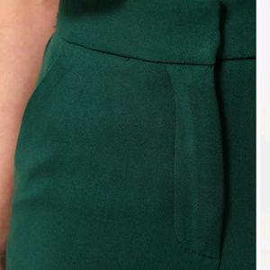 Wide Leg Green Color Bottom Flared And High Waist