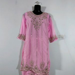 Pink Embroidered Kurta Set (Women's)