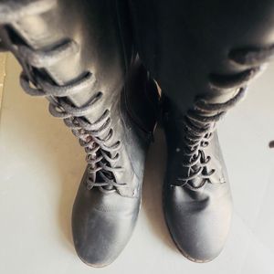 Stylish Black Lace-Up Combat Boots