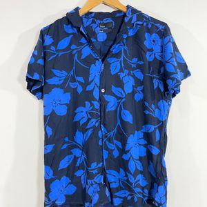 Snitch Blue With Black Printed Shirt