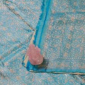 Festive Women Blue Art Silk Zari Embroidered Saree