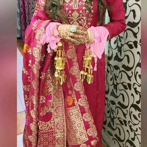 Wedding Red Meena & Zardozi, Zari Work Silk Suit