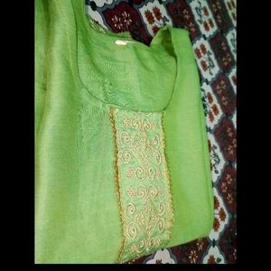 Lime Green Kurta With Embroidery