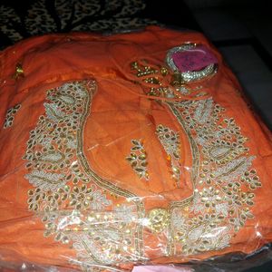 Orange Punjabi Suit In Pure Georgette