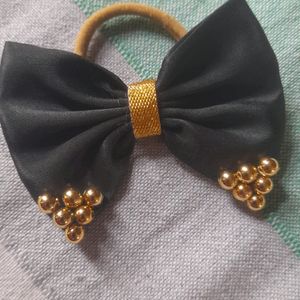 Pair Of 2 Black Golden Hair Rubberband