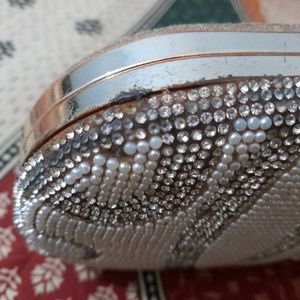 silver bridal clutch