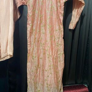 Peach Embroidery Kurta Set