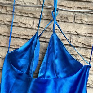 Zara Satin Slip Dress With strappy Back