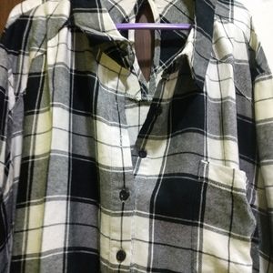 Checked Shirt Tunic High Low Model Like New