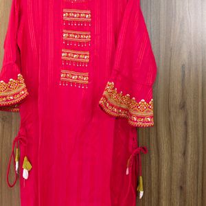 Red Kurta A Line