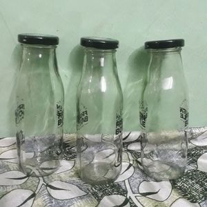 set of 3 glass bottles