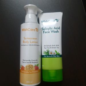 Wishcare  Facewash And Sunscreen Bodylotion