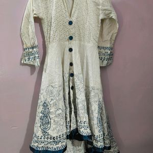 White And Blue Kurta