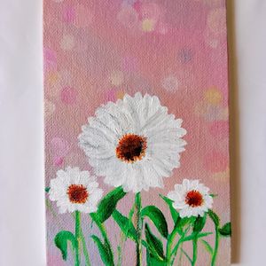 DAISY FLOWER Painting Canvas board (HANDMADE)