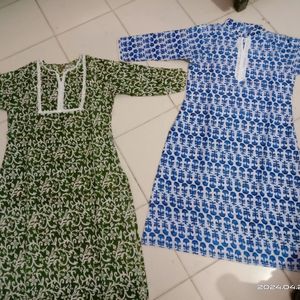 Two Shirt Green Nd Blue Collar Neck With Lace Desi