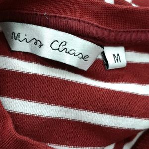 Miss Chase Maroon Stripped Dresses(Women's)