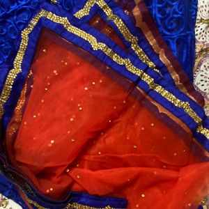 Blue Orange Choli Lehanga