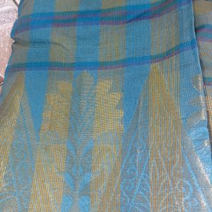 Blue Check Saree