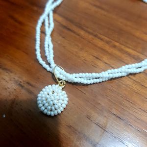 White Beaded Neckpiece | Chain | Mala